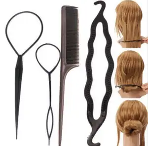 4 pièces pince à cheveux Twist bâton à chignon Donut Maker ensemble d'outils de tresse accessoires pour cheveux 5 couleurs