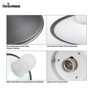 Lampada a Sospensione Moderna Savia <span class=keywords><strong>per</strong></span> Esterni in Alluminio E27 40W Impermeabile Lampadario da Soffitto <span class=keywords><strong>per</strong></span> Balcone e Corridoio - Product Image 3