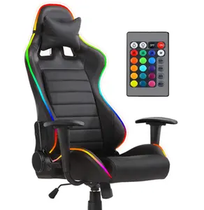 WS08 Hot sale in stockcool fashion ergonomic comfortable RGB led light rgb gaming chair LED light OEM racing game chair