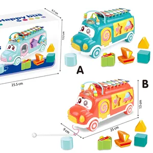 Bus Toy Musical Regenbogen Xylophon Klavier, 7 Sounds Klopfen Xylophon für Kinder