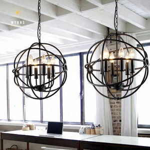 <span class=keywords><strong>Foucault</strong></span> Retro hierro forjado LED lámpara bombilla Vintage restauración Orb iluminación araña para el hogar Oficina Hotel decoración interior - Product Image 1
