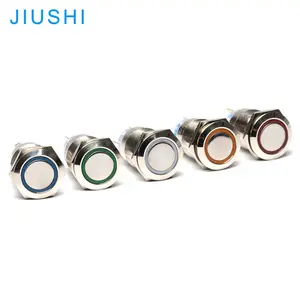 Kelly A19-11D düz kafa montaj deliği 19mm düğme ile halka ışık kendinden sıfırlama su geçirmez metal ledli basmalı düğme anahtarı anlık W - Product Image 1