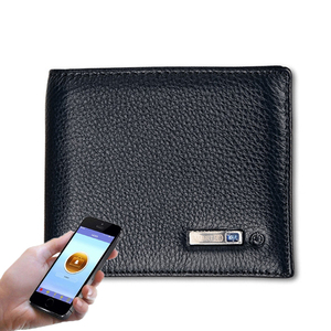 Wholesale Two-way Searching Anti- lost Mens Wallet Litchi Pattern Second Layer Genuine Leather Smart Wallet for Men