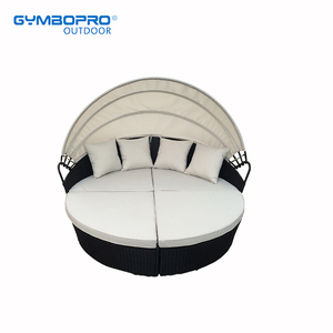 muebles de mimbre sofá de ratán conjunto de Sunbed retráctil toldo porche piscina muebles de balcón - Product Image 1