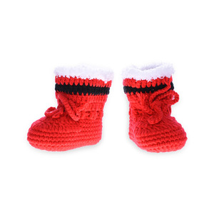 2018 Rouge Bébé <span class=keywords><strong>Crochet</strong></span> De Noël Enfant Chaussures À La Main Unisexe Bébé Chaussons - Product Image 2