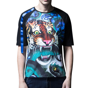 Los hombres <span class=keywords><strong>manga</strong></span> raglán negro con cinta impreso Tigre moda <span class=keywords><strong>rock</strong></span> t camisa - Product Image 1