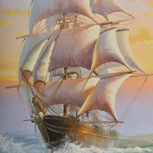 Dafen手描きのモダンな風景装飾帆船アートキャンバス油絵