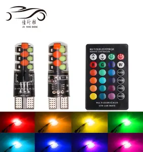 JHS Factory Supply 12V Automobile Led Lamp T10 RGB COB 12SMD Led Auto Interior Lights RGB T10 Car Lighting with Remote Control