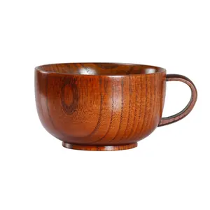 Classic Jujube Wood Handcraft Tea Cup Japanese Baby Bowl 300ミリリットルCoffee MugとHandle