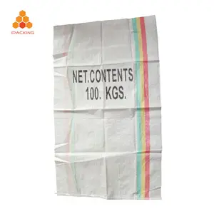 50kg 100kg custom logo pp woven silage grains packaging gunny bags with strip