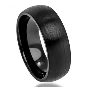 8mm tungsten wedding ring custom engraved wedding band ring brushed finish black ring
