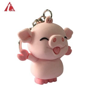 en caoutchouc mode mini promotionnel <span class=keywords><strong>dessin</strong></span> animé cochon jouets porte-clés logo personnalisé cochon porte-clés cochon - Product Image 6