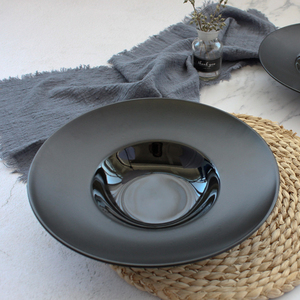 Style japonais vaisselle d'hôtel de haute qualité pas cher prix 9/10/12 pouces glaçure noire assiette en porcelaine - Product Image 2