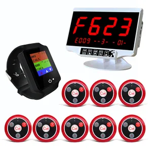 Artom <span class=keywords><strong>Wireless</strong></span> Waiter Hệ Thống Cuộc Gọi Với 10 Máy Nhắn Tin Nút Gọi Và Đồng Hồ Có Thể Được Thiết Lập Trong Tây Ban Nha Pháp Nga Tiếng Ý Buzzer Custo - Product Image 1