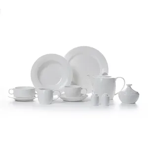 Ceramic Dining Table Set Easy Cleaning White Vaisselle Porcelain, Ceramic Chaozhou, White Porcelain Dinnerware Hotel@
