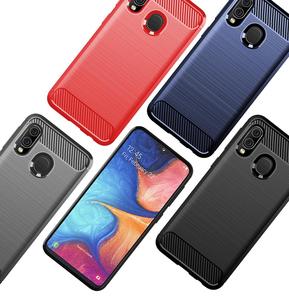 In Fibra di carbonio Antiurto Molle di TPU Della Copertura Posteriore Cassa Del Telefono mobile Per Samsung Galaxy A20e - Product Image 2