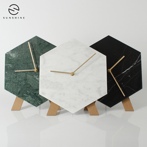 La India moderna verde hexagonal mármol Reloj de pared de decoración del hogar - Product Image 4