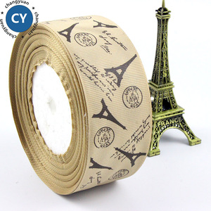 pulgadas <span class=keywords><strong>Café</strong></span> Torre <span class=keywords><strong>Eiffel</strong></span> tejer grogrén (ligamento tafetán cinta de impresión para el bricolaje accesorios para el cabello - Product Image 3