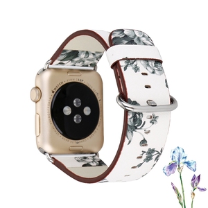 Correa de cuero con estampado de flores para <span class=keywords><strong>Apple</strong></span> <span class=keywords><strong>watch</strong></span>, correa de reloj con hebilla de metal - Product Image 5