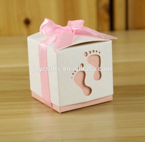 Baby Shower Gift Pink Footprint Favor Box