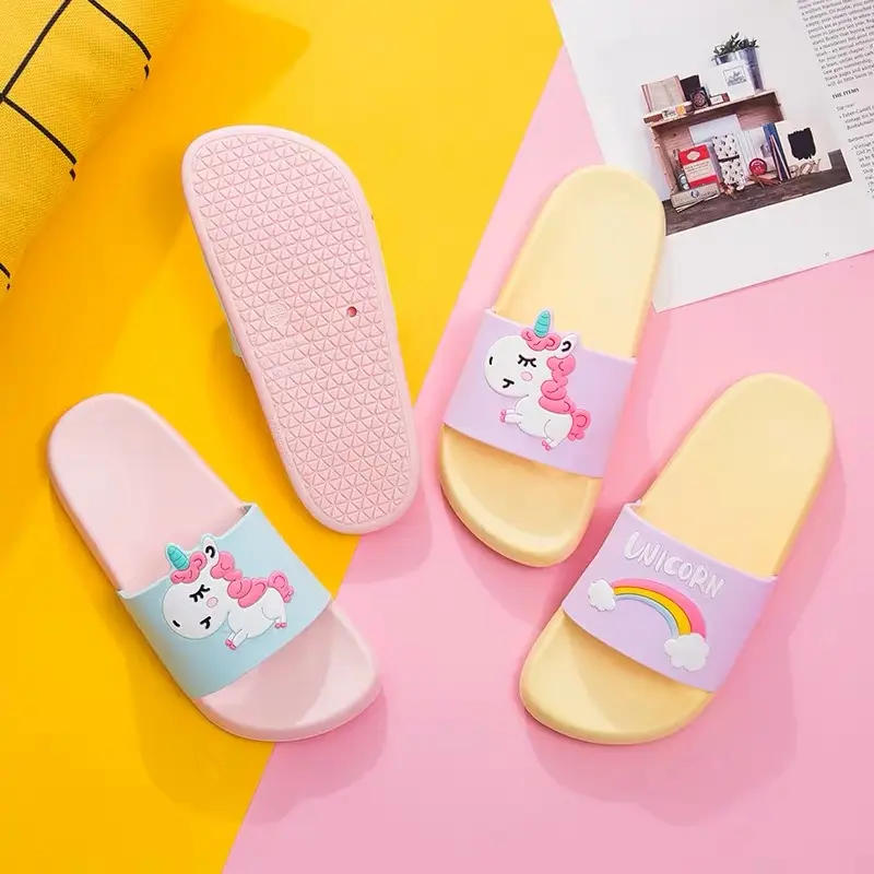 Stock Small Order OEM 2019 Unicorn Slippers Rainbow Women Summer Unicorn Shoes Sandal