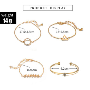 Encanto dama <span class=keywords><strong>de</strong></span> honor personalizado inicial 4 unids/set 18K <span class=keywords><strong>oro</strong></span> piedra natal hoja círculo pulsera para mujer - Product Image 2