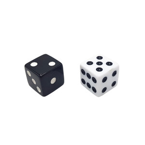 16mm d6 branco dado quadrado com pontos pretos personalizado acrílico poliédrico jogo de dados