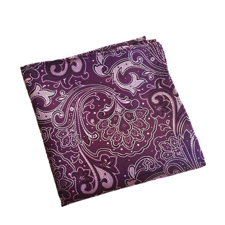 Pochette de Costume en Soie à Motif Floral - Rose Saumon et Bleu de