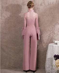 2024 Langarm Jumps uits Kleider Abendkleid Bankett Lady Wide Leg Pants Party Pink Jumps uits Kleider - Product Image 3
