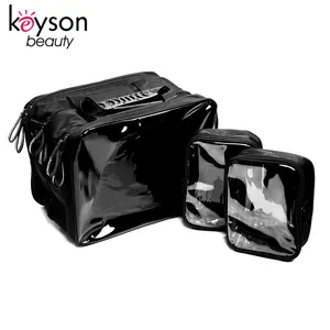 Keyson Three Compartment Cosmetic Shoulder Bag with Four Pouches