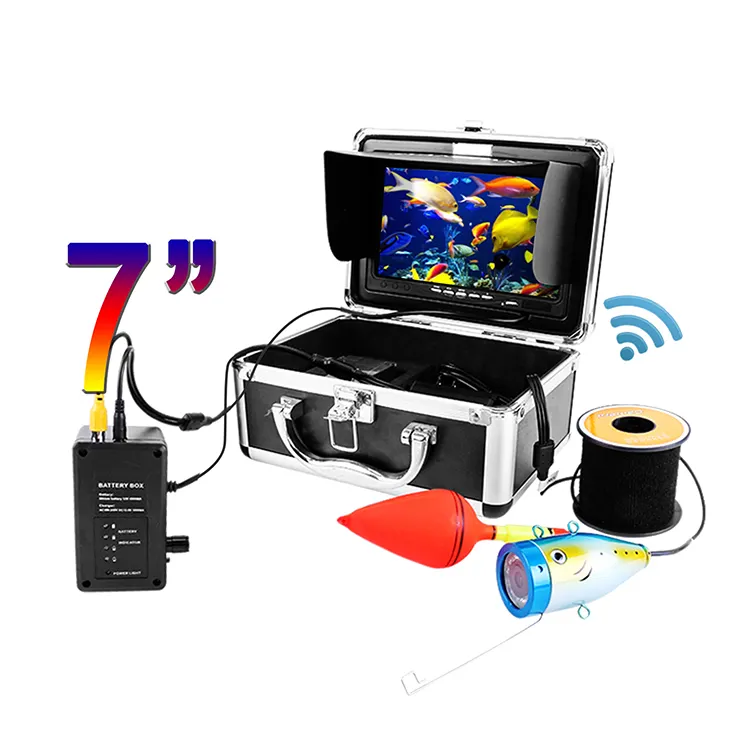 Wireless WiFi Fishファインダー7 "Color HD Monitor 1000TVL HD CAM 30M Underwater Camera 24 Infrared Light LED F01A