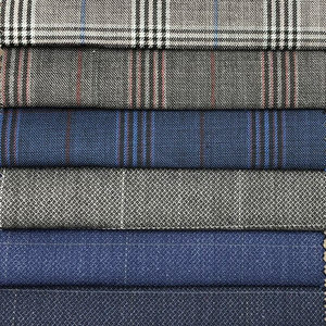 Tissu de costume <span class=keywords><strong>pour</strong></span> garçons et femmes en laine peignée à carreaux Dobby, doublure en poly laine tissée - Product Image 6