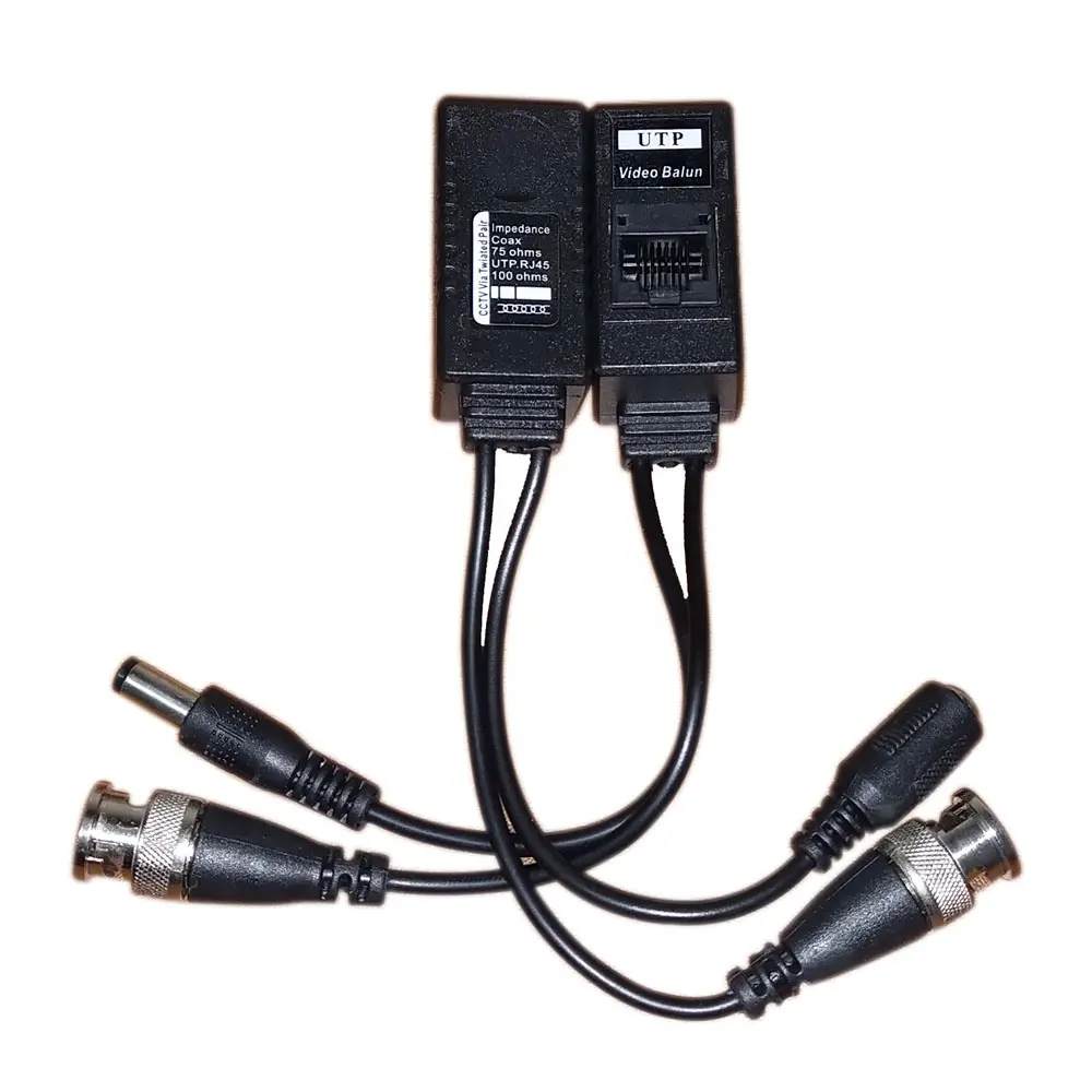Fabrika düşük maliyetli BNC UTP pasif telsiz RJ45 Cat5 kablosu Video güç ses UTP Balun AHD/CVI/TVI video ve güç kaynağı