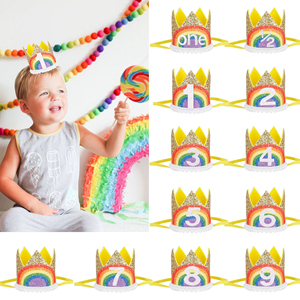 Groothandel Baby Kids Meisjes Verjaardagsfeestje Kroon Feestartikelen Regenboog Kroon Hoofdbanden Haaraccessoires Hoofdband