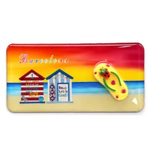 custom magnet Travel souvenir Sea Epoxy fridge magnets with resin slipper