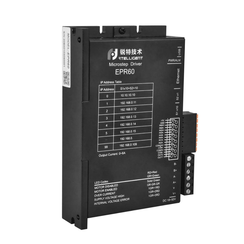 EPR60 Китай низкая стоимость Ethernet шаговый Драйвер 6A 24-50V MODBUS/TCP fieldbus шаговый двигатель драйвер для Nema 23 24 motor