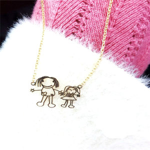 Collar con colgante personalizado de acero inoxidable, para madre, regalo para niños, dibujo familiar - Product Image 6