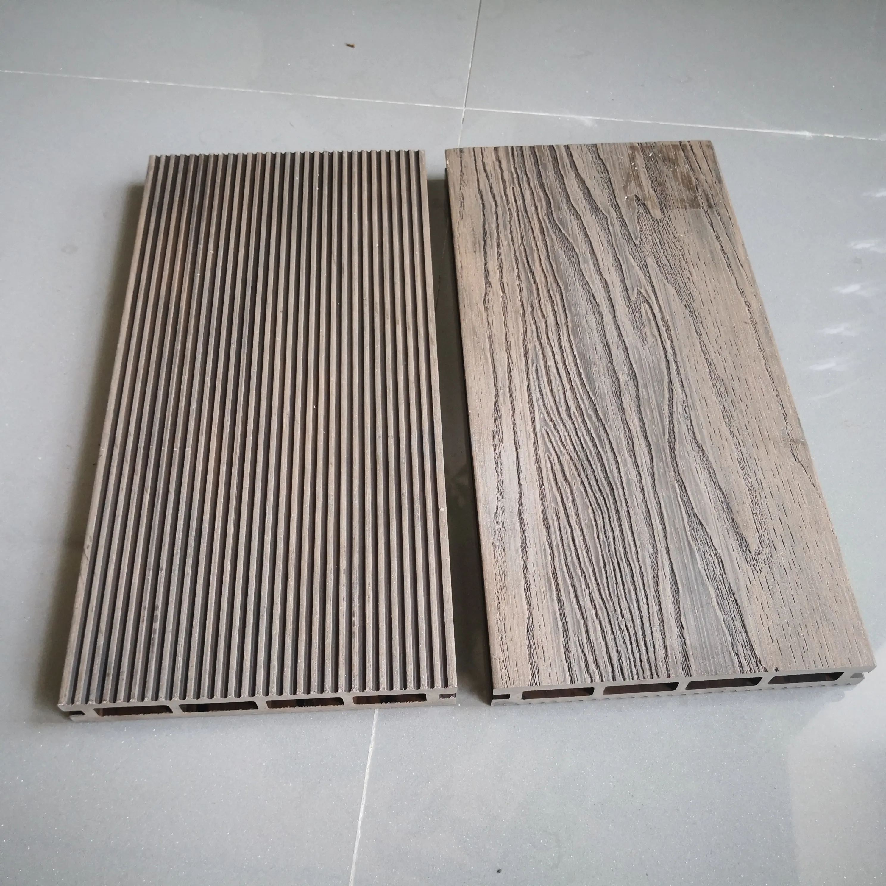 rubber wood floor Outdoor Synthetic Teak Decking recyclable wpc co extrusion Composite decking solid new design