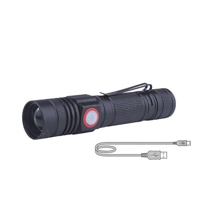 Wason New Arrival EDC Dual USB Rechargeable Strong Light Linterna Adjustable Focus High Beam Torch Led Flashlight