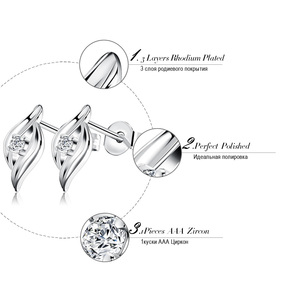 OSDE38 Boucles <span class=keywords><strong>D</strong></span>'oreilles Zircon Cubique <span class=keywords><strong>Clous</strong></span> En Argent Sterling - Product Image 3