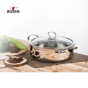 26cm Stainless Steel 304 Kitchen Cookware with Professional Double Bottom Hot Pot with Glass Cover