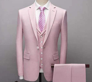 Gilet <span class=keywords><strong>rose</strong></span> pour hommes, 3 pièces, <span class=keywords><strong>costume</strong></span>, gilet long, pantalon - Product Image 2