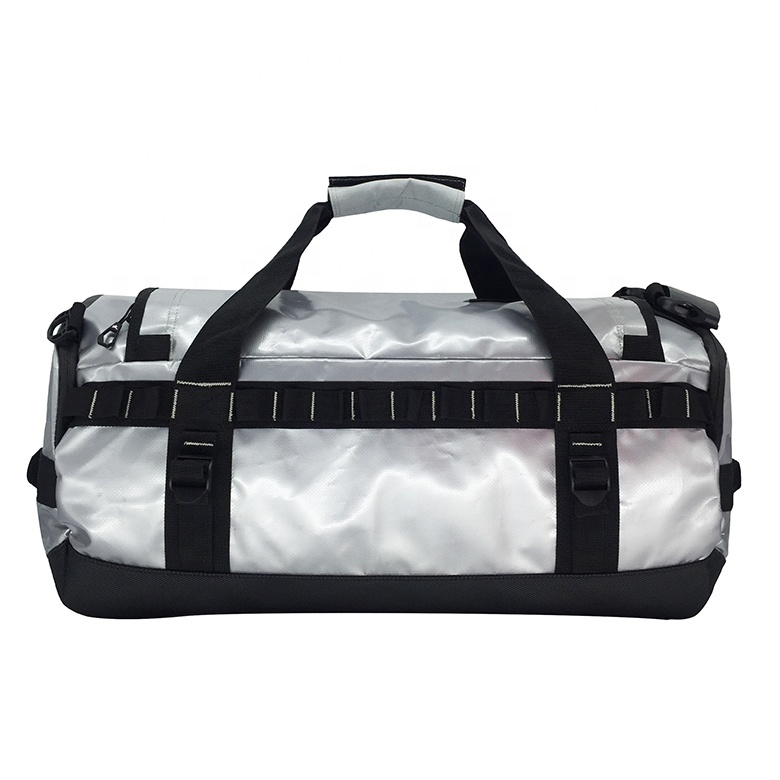 Usine Argenté Imperméable Bâche Duffle Sac À Dos Logo Personnalisé Luxe Sport Hommes Voyage Sac De Sport