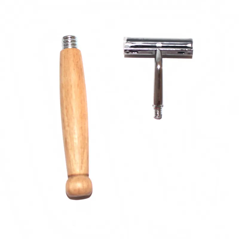 OEM, персонализированная деревянная ручка, прямая Бритва для бороды для мужчин, 3 лезвия, Бамбуковая бритва