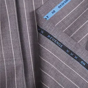 Wholesale Fashion Stripe Wool Polyester Blend Suiting fabric stocklot