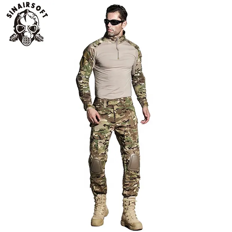 Uniforme tactique de costume de camouflage de Combat de vêtements de grenouille Multicam avec la genouillère