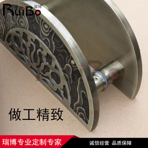 Ribo-tirador de puerta de villa de lujo, diseño tallado, manija de puerta antigua de bronce rojo - Product Image 6