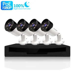 专业4CH POE CCTV套件H.265 NVR HD 1080P 3MPCamera IP监控系统POE子弹相机套件