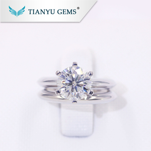 Tianyu platino 950 <span class=keywords><strong>solitario</strong></span> incoloro blanco Moissanite banda de eternidad anillos de <span class=keywords><strong>compromiso</strong></span> para las mujeres Dama - Product Image 2