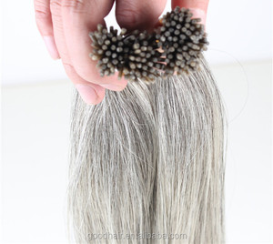 Pelo virginal indio sin procesar <span class=keywords><strong>color</strong></span> <span class=keywords><strong>gris</strong></span> punta extensión de las señoras de moda de la queratina de la extensión del pelo - Product Image 2